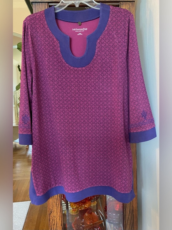 Soft Surroundings Tops - Soft Surroundings Purple and Navy Tunic Geometric L